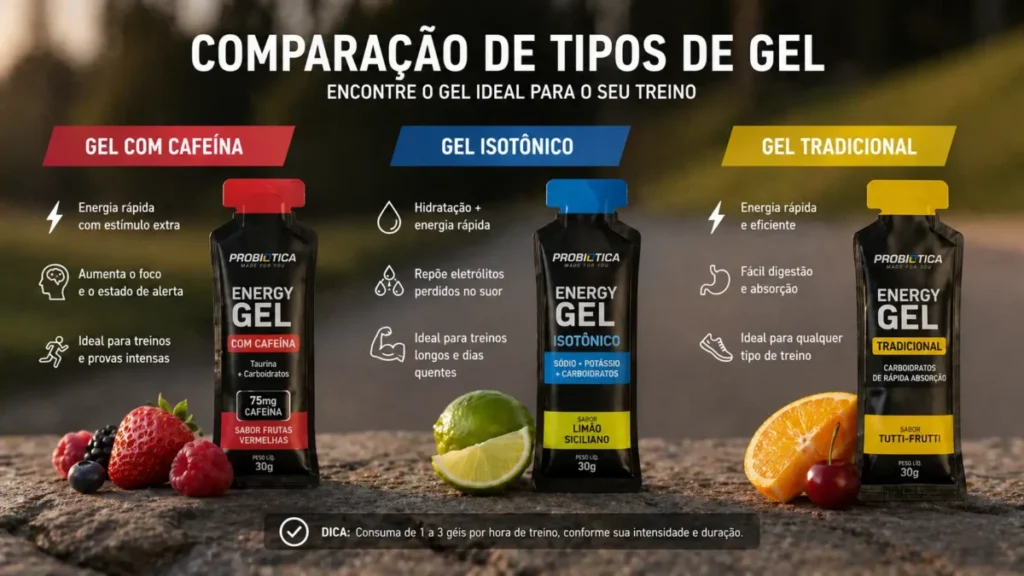 tipos gel carboidrato corrida comparação