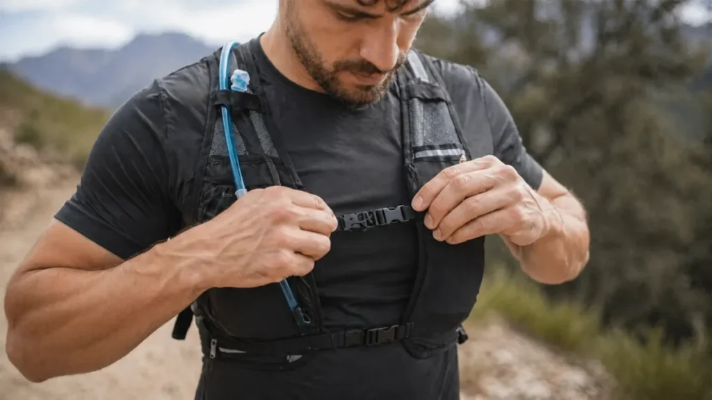 ajuste mochila de hidratação corrida correta