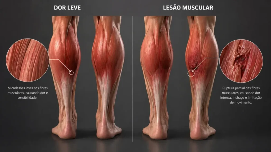 tipos dor panturrilha corrida leve vs lesao