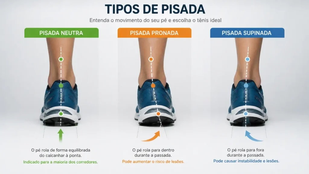 tipos de pisada corrida neutra pronada supinada infografico