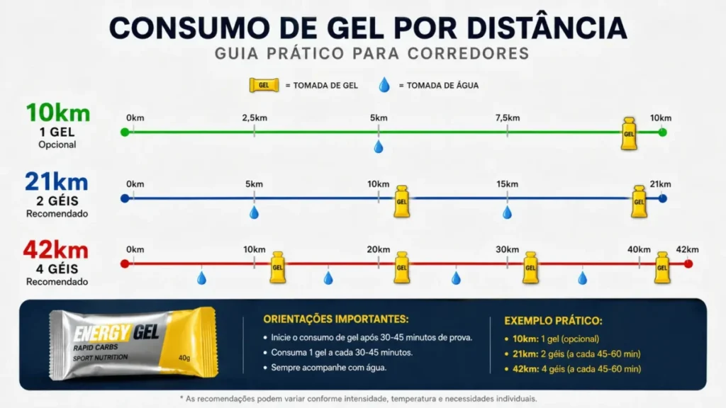 quando tomar gel de carboidrato corrida timing por distância
