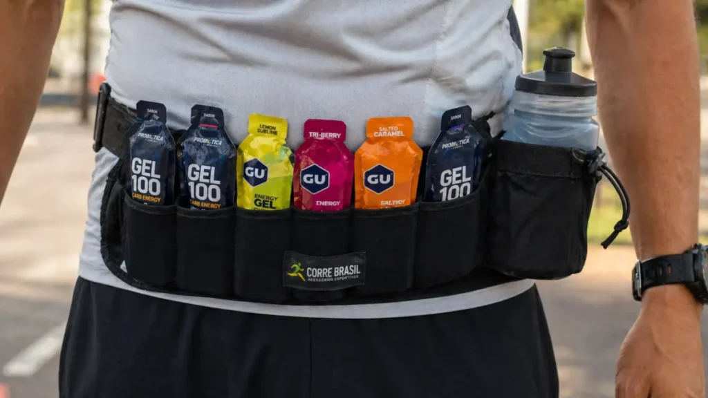 cinto hidratação géis energéticos maratona quantidade