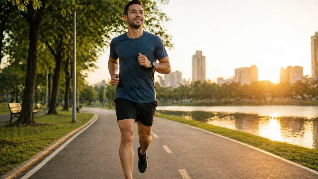 Corredor iniciante treinando com energia adequada