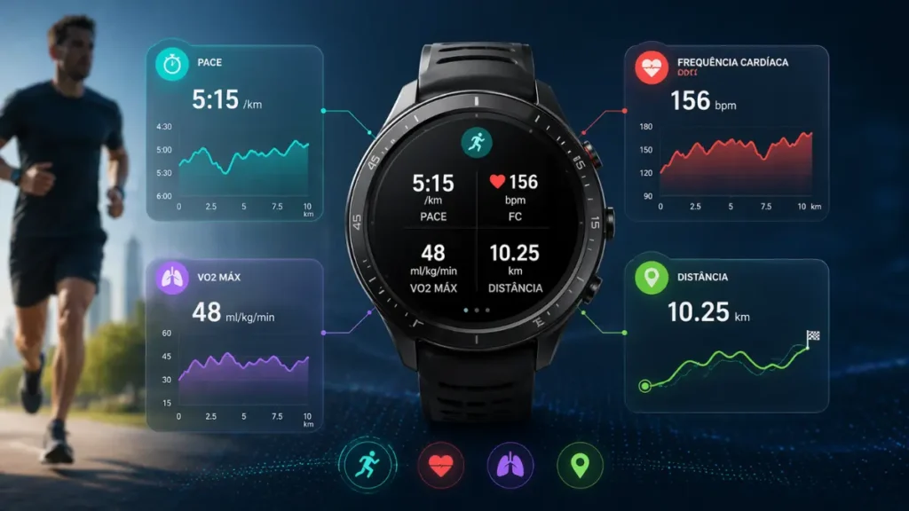 metricas relogio corrida gps frequencia cardiaca pace