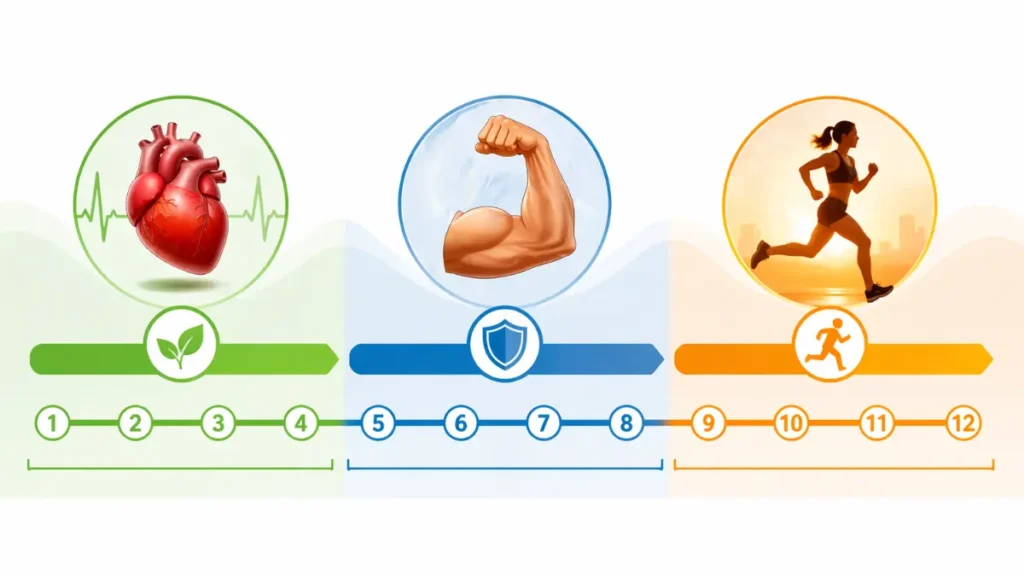 fases adaptação corrida iniciante 12 semanas infográfico
