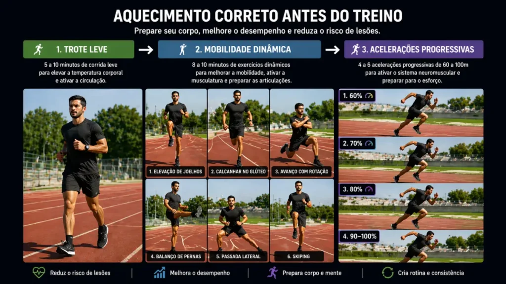 aquecimento antes treino intervalado corrida passos