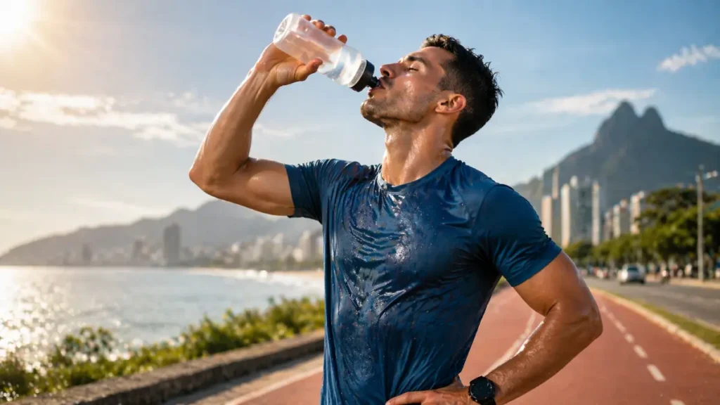 hidratação corredor brasileiro treino quente recuperação ritmo