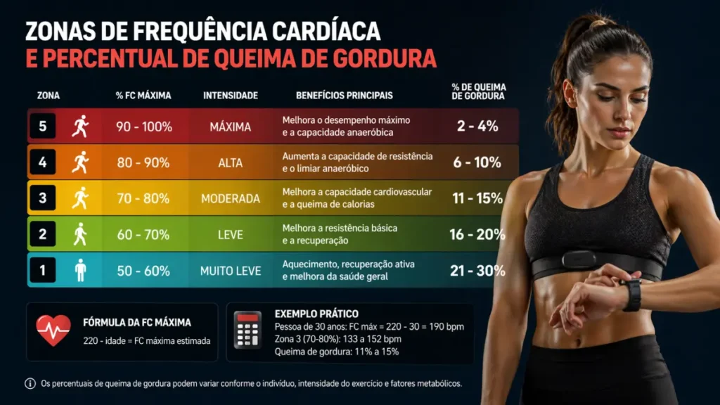 zonas frequência cardíaca queima gordura corrida infográfico