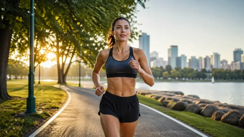 corrida emagrece pessoa correndo parque ao amanhecer