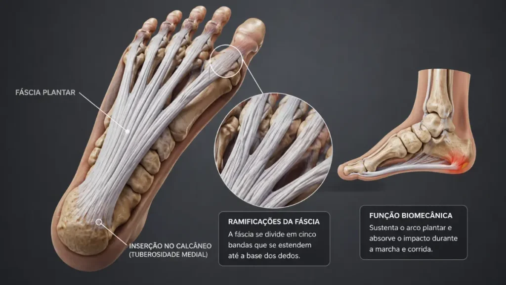 anatomia fáscia plantar localização calcâneo diagrama