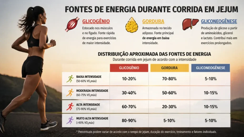 fontes de energia corrida em jejum infográfico metabolismo