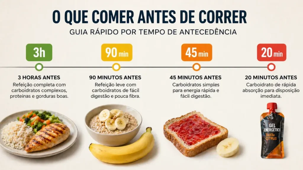 o que comer antes de correr timing horário lanche pré-treino infográfico