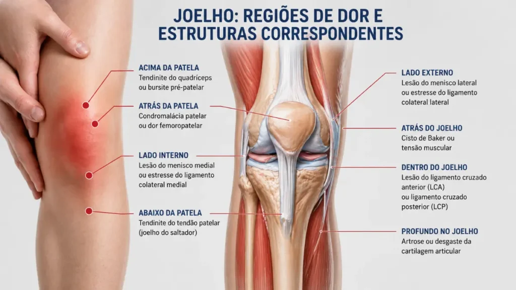 localização dor no joelho corrida diagnóstico por região