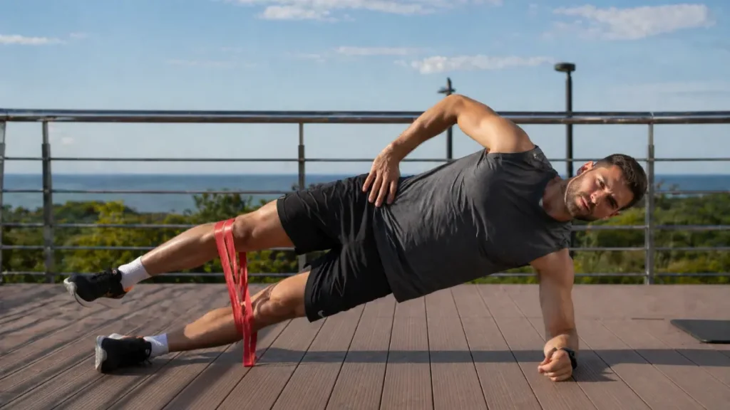 prancha lateral corredor prevenção lesão quadril glúteo médio