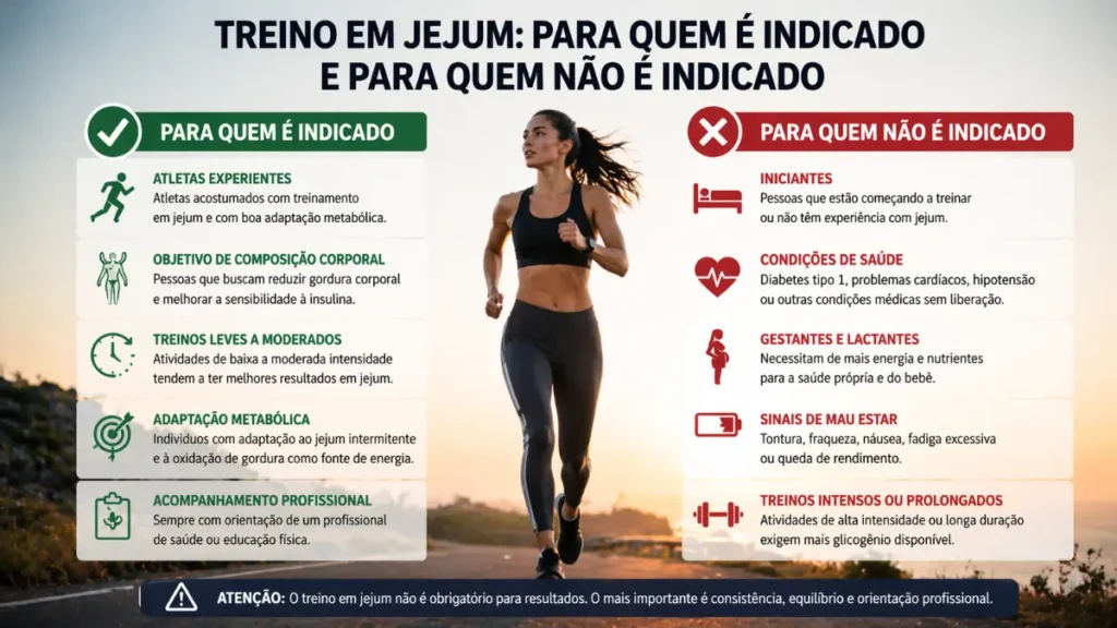 corrida em jejum indicações contraindicações checklist infográfico