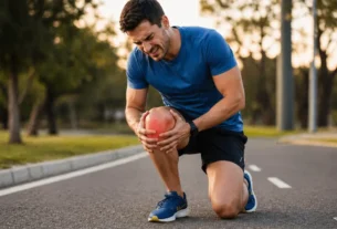 Homem se machucando durante exercício.