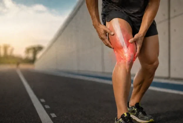Homem com dor na perna