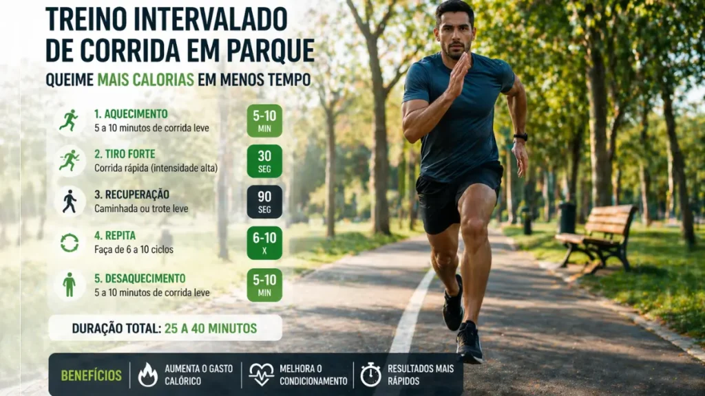 Treino intervalado de corrida em parque
