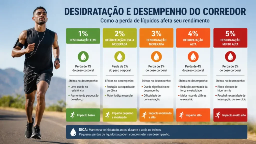 efeitos desidratação corrida infográfico percentual perda líquido