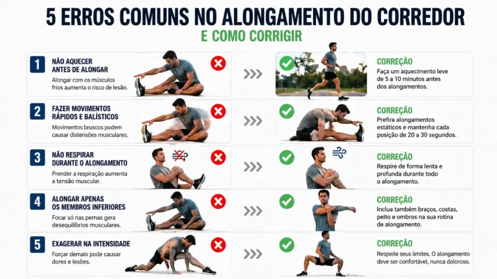 erros comuns alongamento corrida como fazer certo