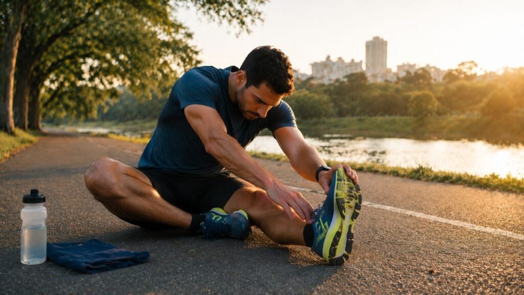 corredor descansando após treino longo recuperação