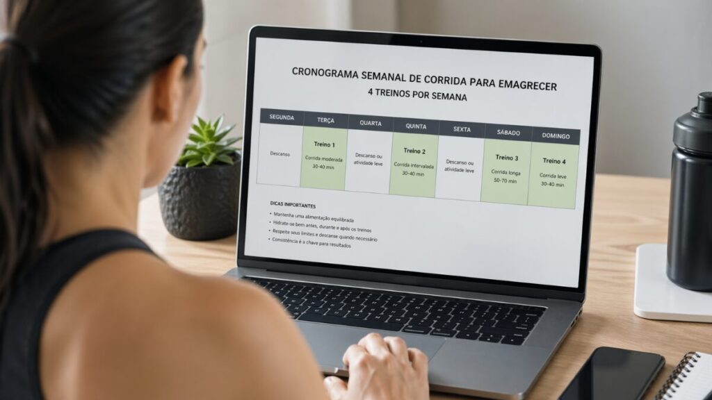 cronograma semanal de corrida para emagrecer com 4 treinos por semana