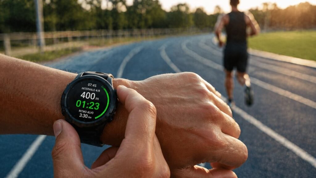 relógio esportivo marcando intervalos de treino intervalado