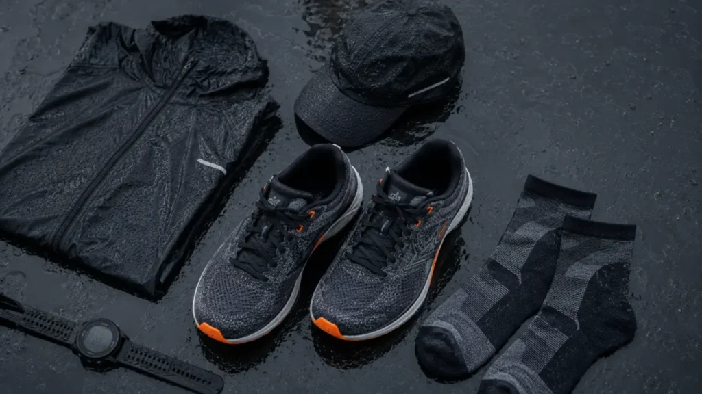 tênis corrida chuva e equipamentos — kit completo para treinar na chuva sem desculpas