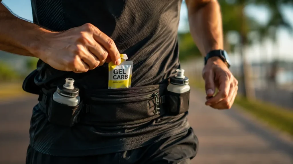 gel de carboidrato 21K — timing correto de uso durante a Rio 21K 2026
