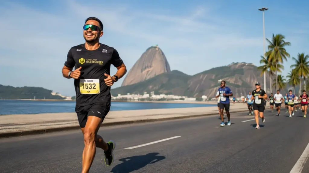 percurso aterro do flamengo corrida — Circuito das Estações com Pão de Açúcar ao fundo