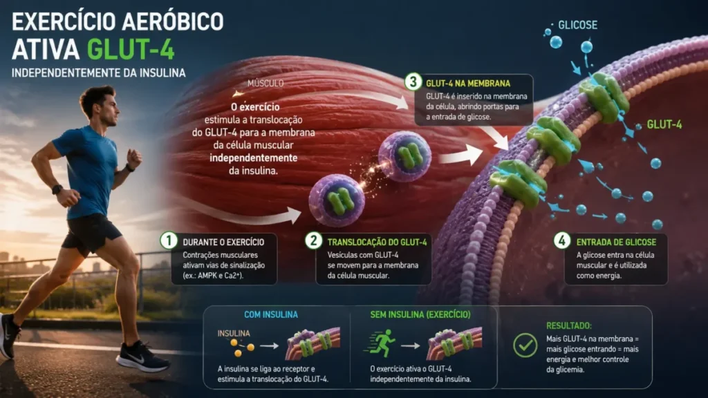 exercício para diabético — mecanismo de captação muscular de glicose durante a corrida