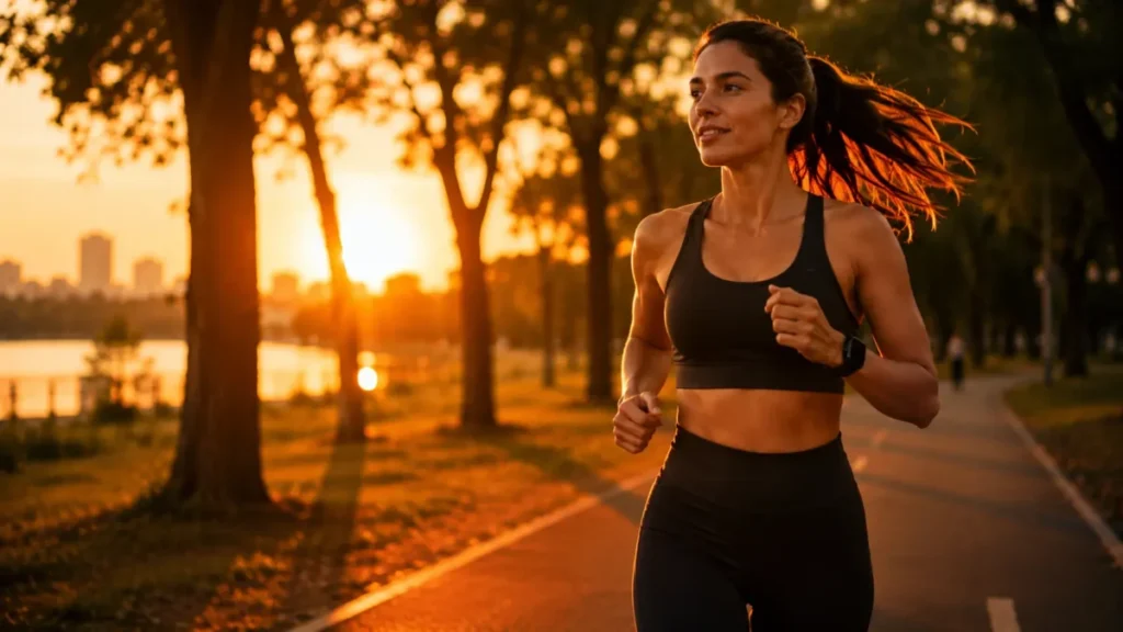 melhor horário para correr para dormir bem — corrida leve ao entardecer