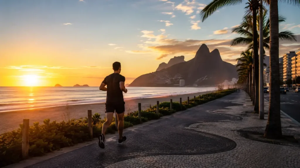 Rio 21K 2026 — percurso do Recreio a São Conrado com vista para o mar