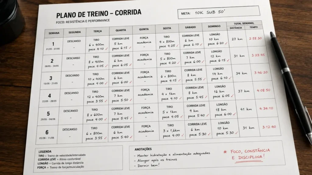 planilha de treino corrida 10km 8 semanas
