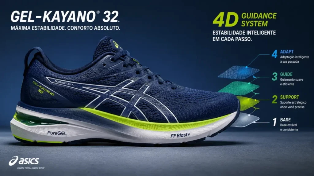 Asics Kayano corrida — Gel-Kayano 32 com sistema de estabilidade 4D Guidance System