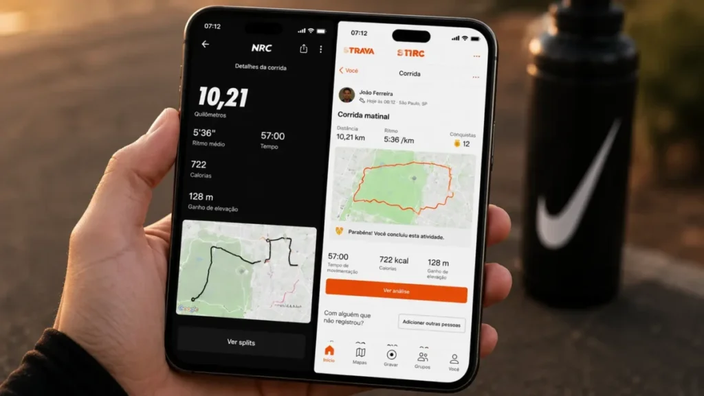 app corrida android e iOS — usar dois apps simultaneamente nike run club e strava