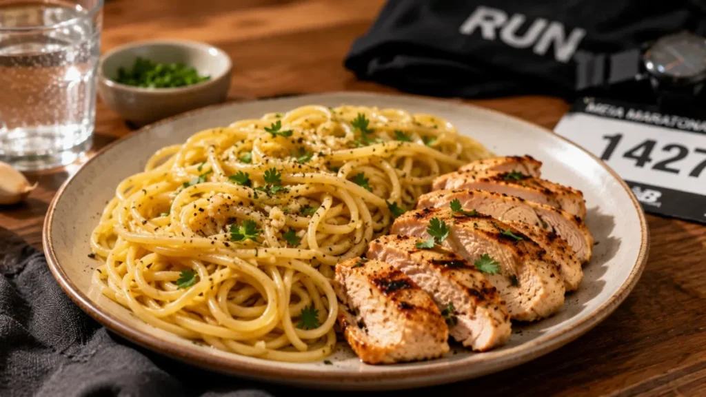 o que comer antes de correr circuito das estações — jantar na véspera da prova com carboidrato e proteína magra