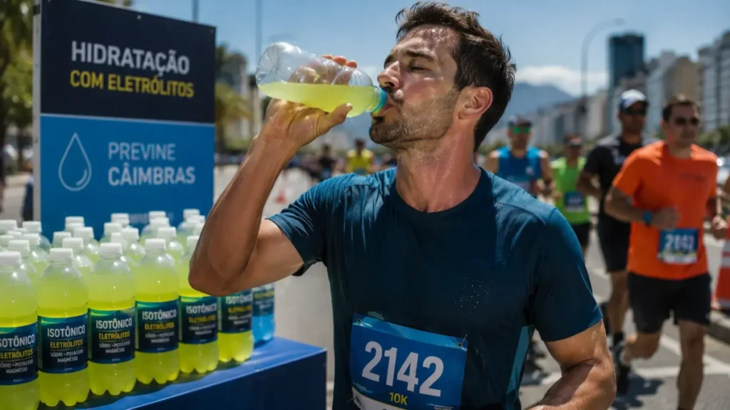 prevenir câimbra corrida — reposição de sódio e eletrólitos durante corridas longas