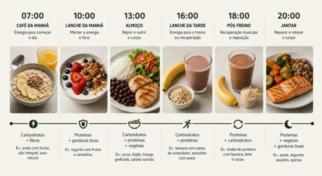 cardápio corredor diário refeições café treino almoço jantar nutrição corrida