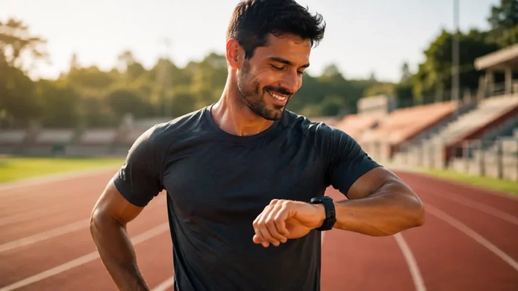 treino progressivo corrida — corredor monitorando evolução semanal com relógio GPS
