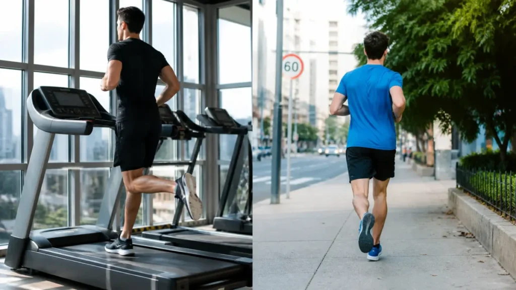 corrida na esteira ou na rua comparação treino