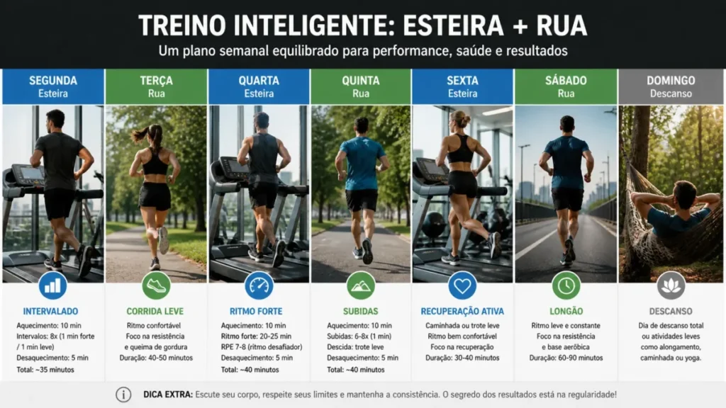 planejamento treino semana corrida esteira rua combinado