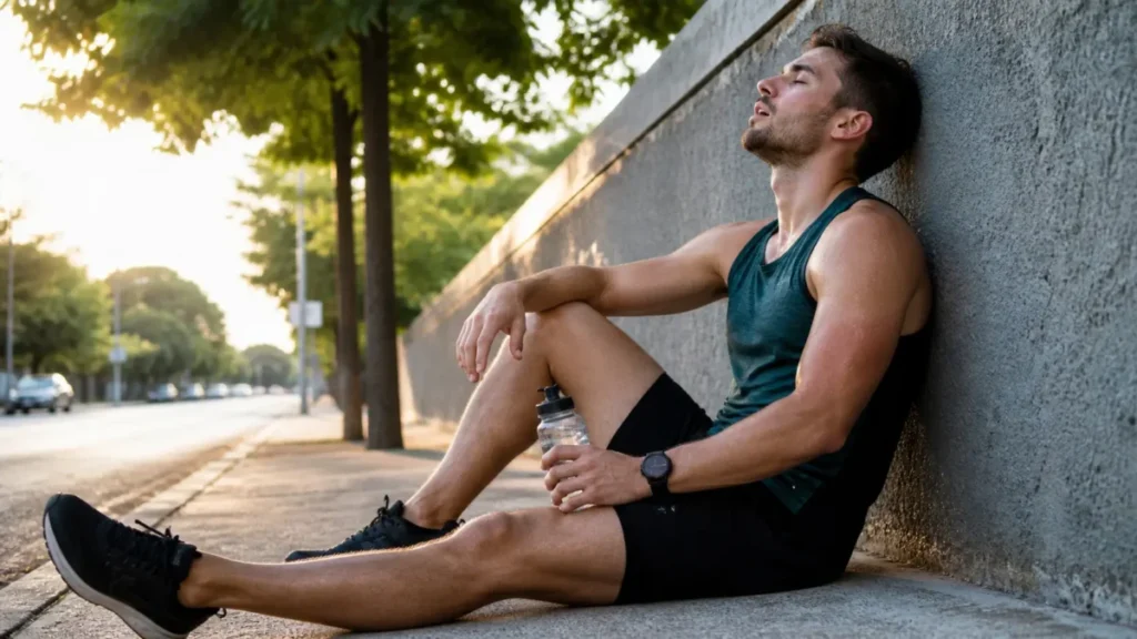 corredor descansando após treino de corrida recuperação muscular