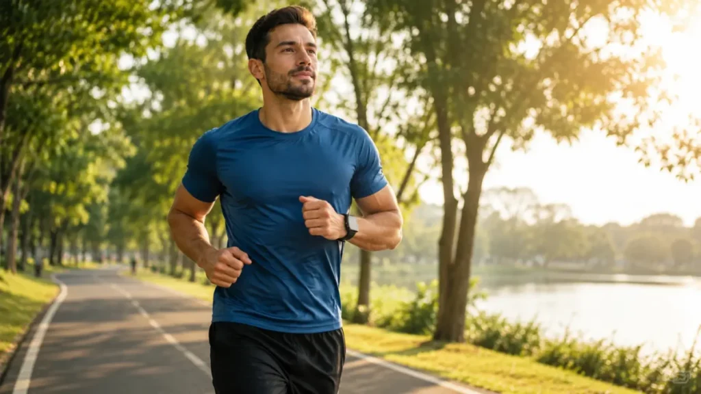 orredor respirando corretamente durante treino ao ar livre