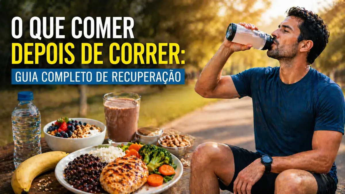 Homem bebendo após corrida, comida saudável