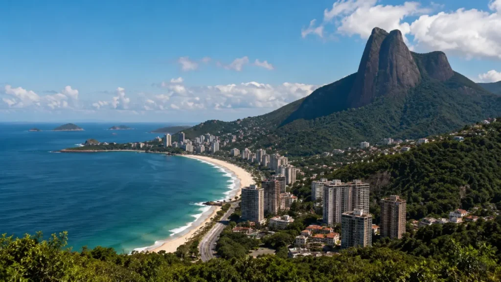 percurso Rio 21K recreio São Conrado — chegada com vista para a Pedra da Gávea