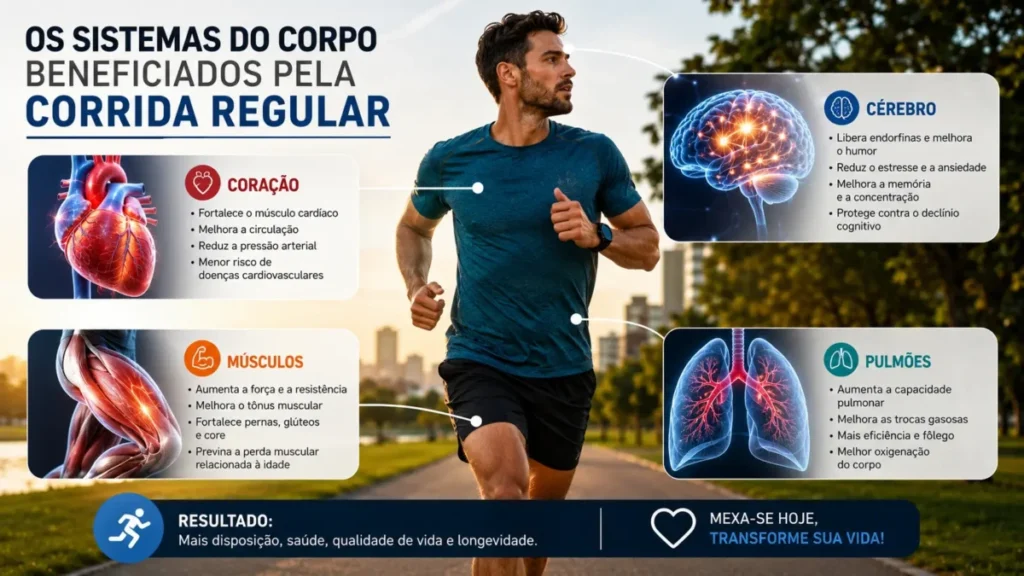corrida benefícios físicos e mentais — sistemas do corpo afetados pelo exercício aeróbico regular