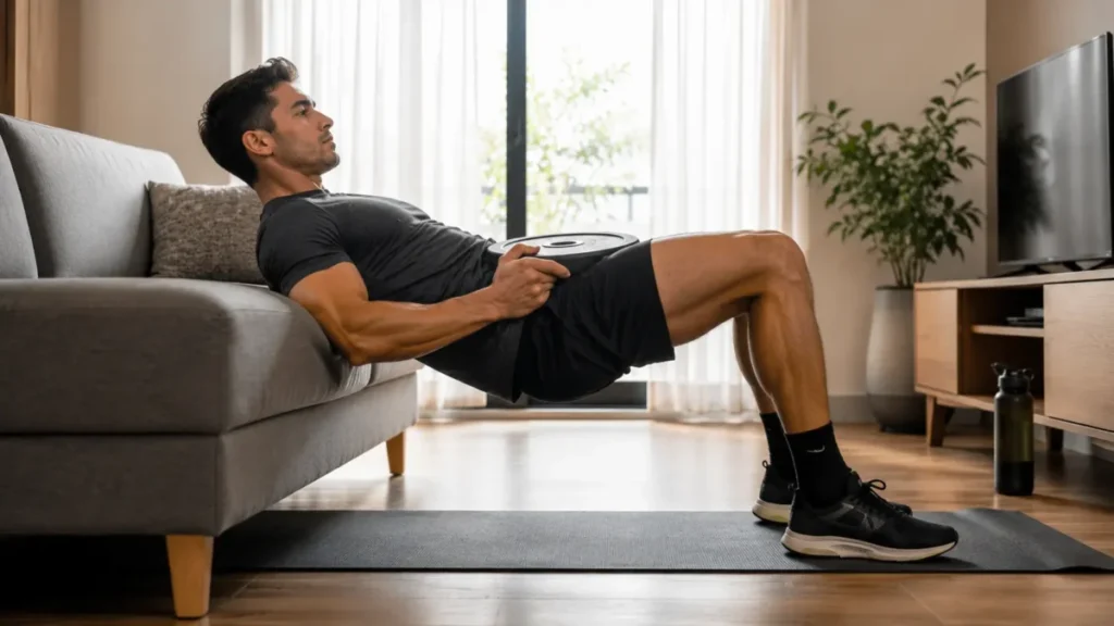 musculação para melhorar corrida — hip thrust sem equipamento em casa