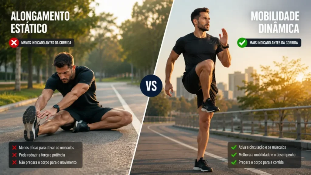 diferença aquecimento dinâmico alongamento estático corrida