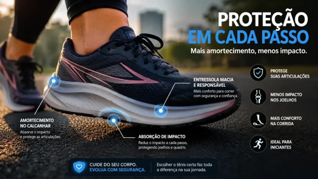 proteção articular corrida acima do peso tênis amortecimento